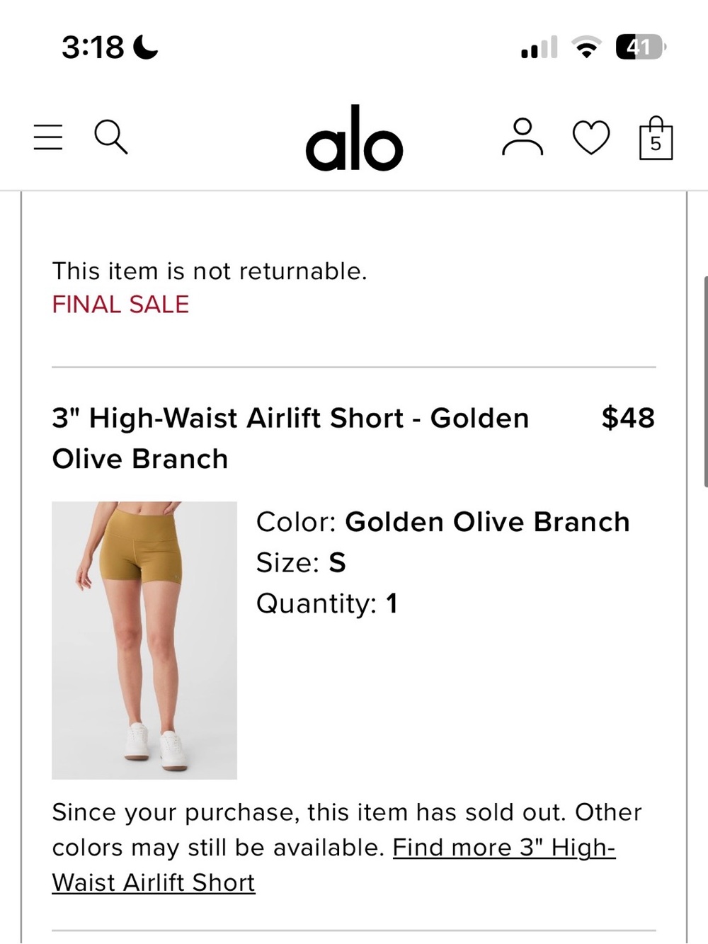ALO Yoga 3" High-Waist Bike Shorts - Golden Olive